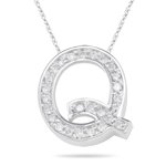 0.26 Cts Diamond Q Initial Pendant in 14K White Gold