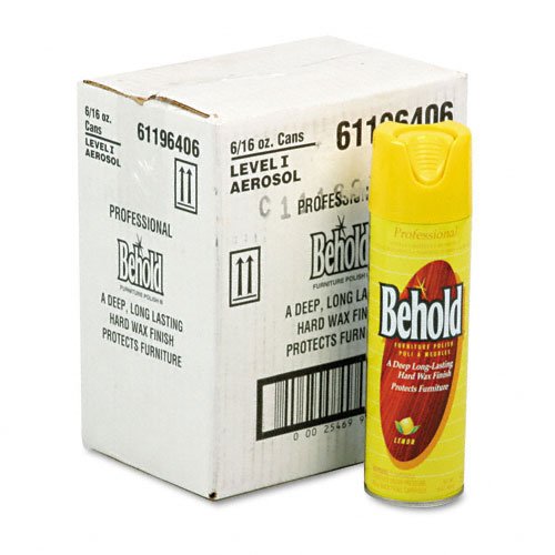 Ecolab Products - Ecolab - Professional Behold Furniture Polish, 16-oz Aerosol Cans, 6/Carton - Sold As 1 Carton - A blend of lemon oil, wax and cleaners. - Protects furniture with a long-lasting hard wax finish. - Formula comes packaged in a convenient aerosol can for quick and controlled application.