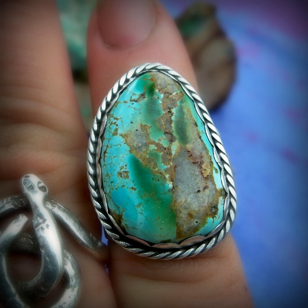 Sunrise natural Royston turquoise set in sterling silver ring