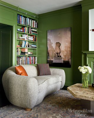 Another reason to go green: Green living room + Benjamin Moore 'Pine Brook', featured in Met Home