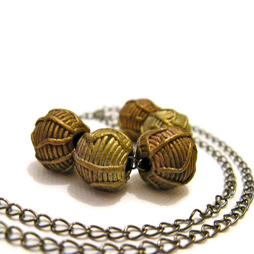 Nigerian Brass Trade Beads and Gunmetal Necklace