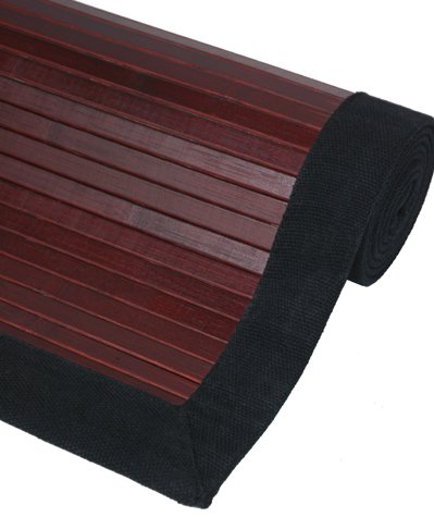 Great Deal Good Price - Mahogany Color Bamboo Rug w/ Black Cotton Hem & No Slip Backing - 4ft. x 6ft.