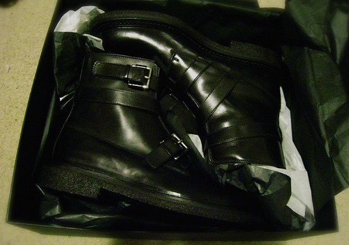 Dior Homme Black Buckle Strap Lug Boots Sz 42-43.5 $600