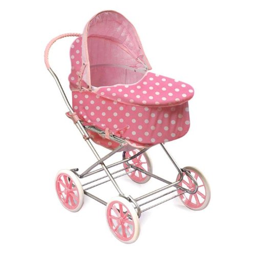 Badger Basket Polka Dots 3-in-1 Doll Pram Carrier And Stroller - Pink/White