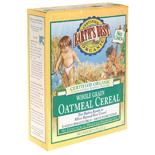 Earth's Best Organic Whole Grain Oatmeal Cereal, 8-Ounce Boxes (Pack of 12)