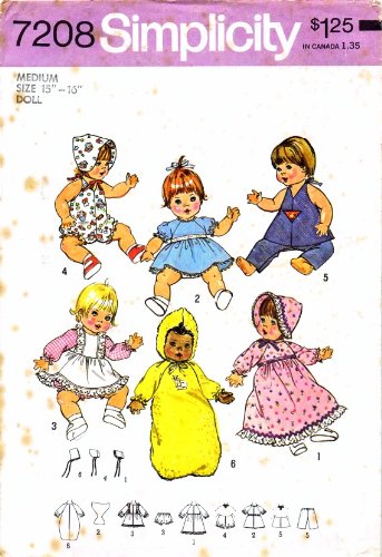 Simplicity 7208 Sewing Pattern Baby Alive Ginny Baby Powder Puff Doll Clothes
