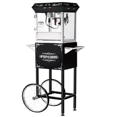 Great Northern Popcorn Black 4 oz. Ounce Foundation Old-Fashioned Popcorn Popper and Cart
