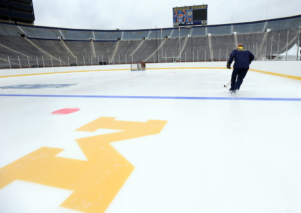 Michigan hockey coach Red Berenson tests out the Big Chill ice rink, 12.2.10