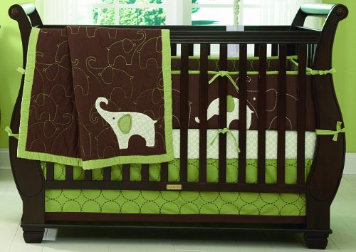 Carter's Elephant 4 Piece Crib Bedding Set, Green
