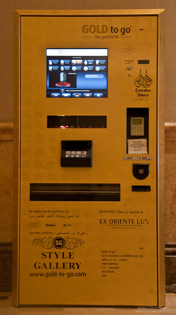 Gold ATM in the hall of Emirates Palace Hotel