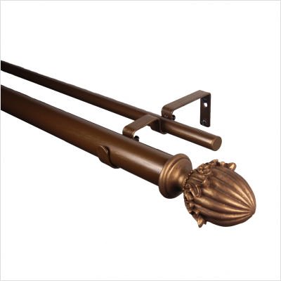 Acorn Double Curtain Rod in Antique Gold Size: 48