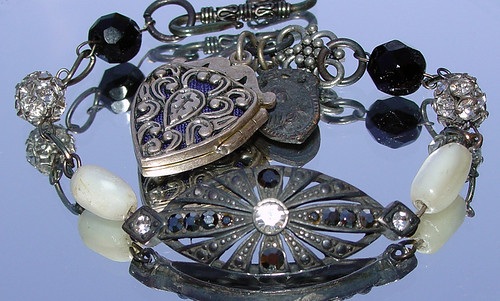 Marcasite Bracelet with Perfume Heart Charm