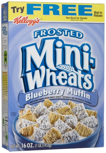 Frosted Mini-Wheats Blueberry Muffin Cereal, 16-Ounce Boxes (Pack of 4)