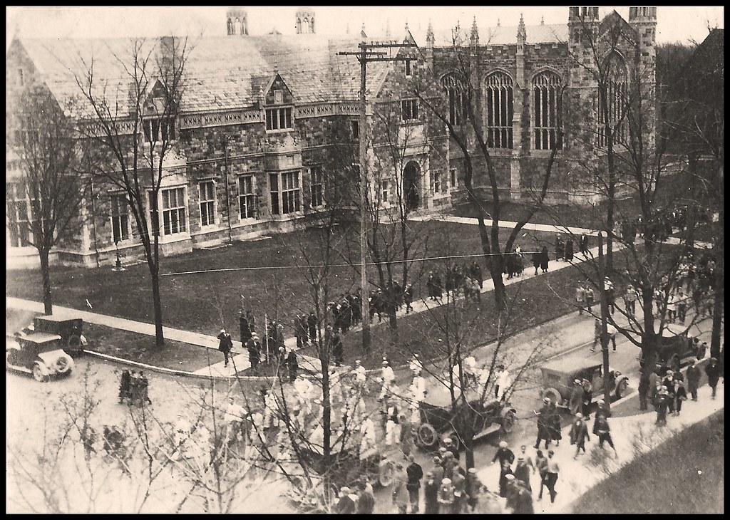 View of State Street, tennis team, and brand new Lawyers Club, from Union Tower -- 1925.