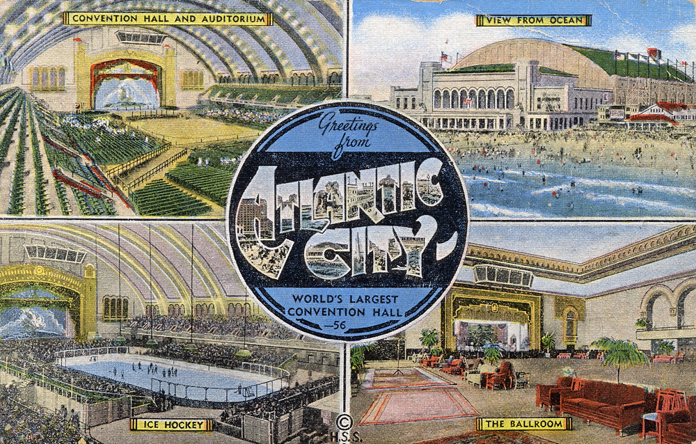 Greetings from Atlantic City, New Jersey, World's Largest Convention Hall - Large Letter Postcard