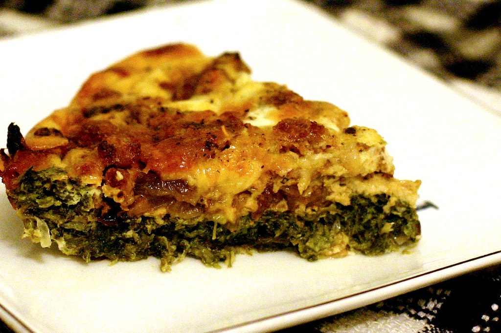 Carmelized Onion, Spinach and Sausage Frittata
