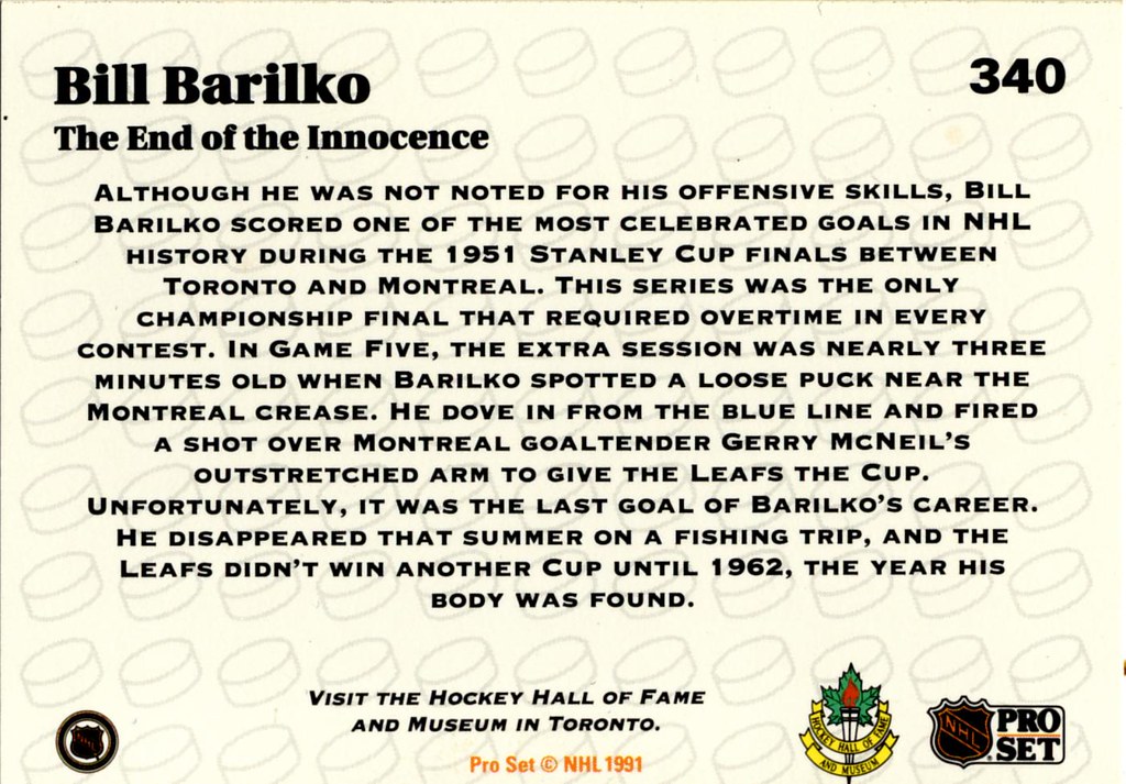 Bill Barilko disappeared...