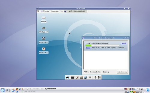 Zimbra downloading on Debian Etch inside a QEMU VM