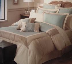 8pc Cabana Duvet Comforter Cover Bed-in-a-Bag Queen Blue --Beige