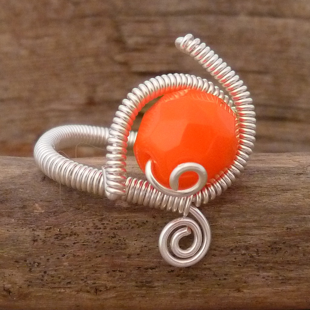 Orange Crystal Wrapped Ring Size 7.5
