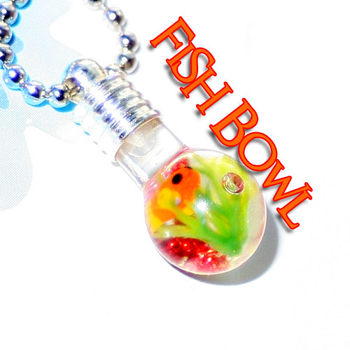 Gold Fish Bowl , one of a kind Vial Necklace/ Phone charm