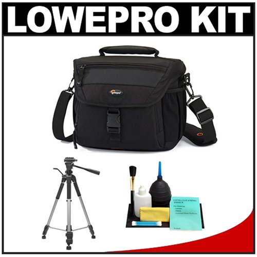 Lowepro Nova 180 AW Digital SLR Camera Shoulder Bag (Black) + Tripod + Accessory Kit for Canon Rebel T3, T3i, T1i, T2i, EOS 60D, 5D, 7D, Nikon D3000, D3100, D5000, D5100, D7000, D300s, Olympus Evolt E-5, E-30, E-620 & Sony Alpha A560, A580, A33, A35, A55