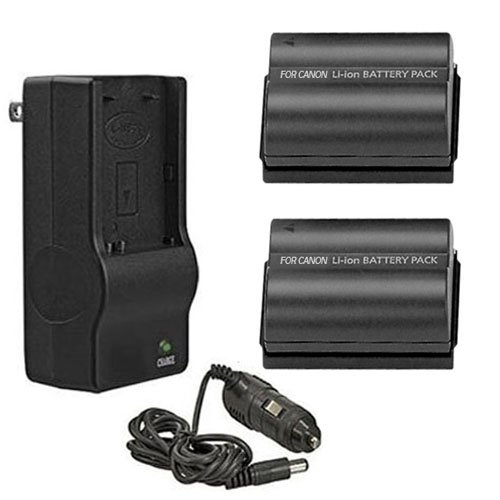 2 Replacement Batteries and Multi Voltage Battery Charger For Canon EOS 5D, 10D, 20D, 20Da, 30D, 40D, 50D, D30, D40, And 300D/Digital Rebel SLR Cameras