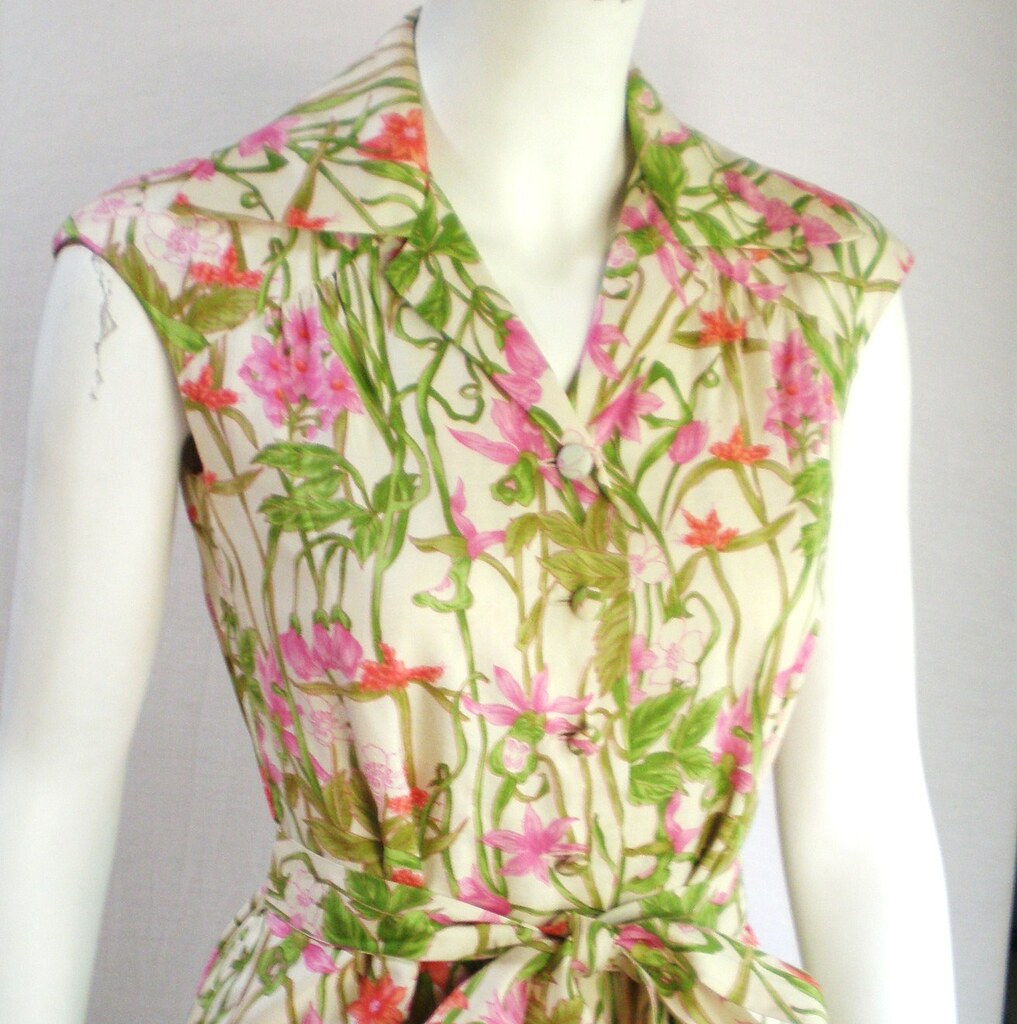 60s vintage silk shirt dress