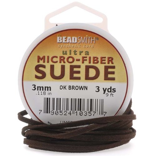 Beadsmith Dark Brown Faux Leather Suede Beading Cord 9Ft (3 Yd) Spool