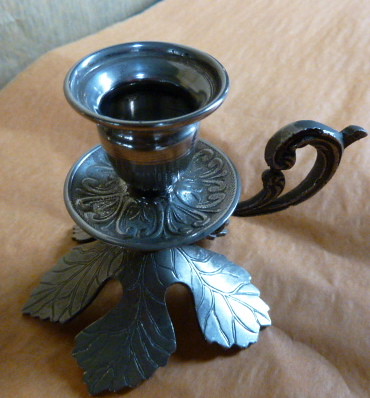 E91 Edwardian silver plate small candle holder