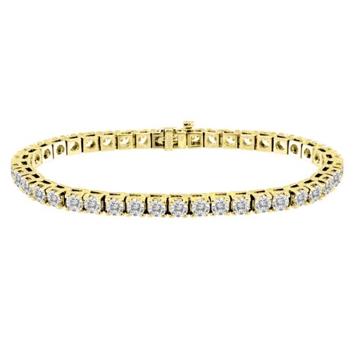 14k Yellow Gold Diamond 4-Prong Tennis Bracelet (3.00 cttw, H-I Color, I1-I2 Clarity), 7.50 ''