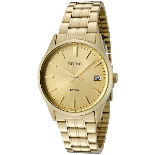 Seiko Men's SGEF04P1 Gold Dial Gold-Tone Stainless Steel Watch
