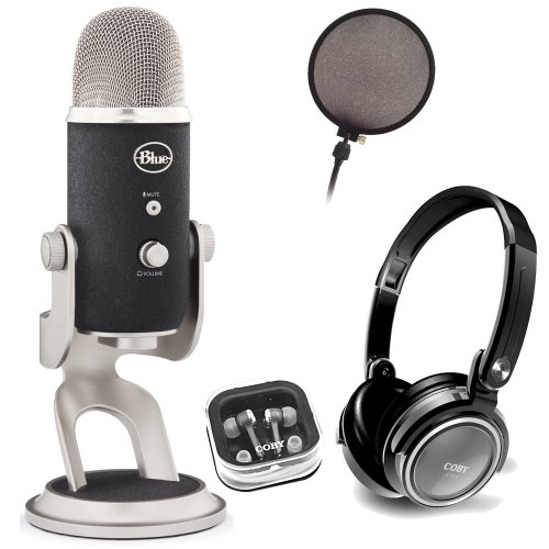 Blue Microphones Yeti Pro Multipattern Condenser Microphone with Studio Headphones and Pop Mic Filter