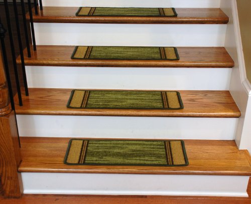 Washable Non-Skid Carpet Stair Treads - Boxer Green (13)