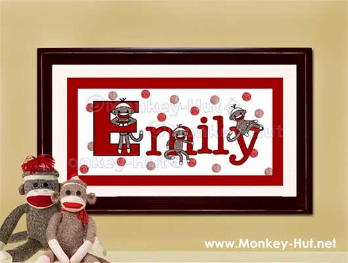 Sock Monkey Personalized Name Print 10