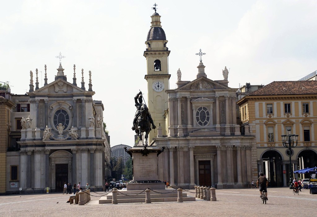 Torino, Piazza San Carlo, Caval d'Brons, Chiesa di Santa Cristina und Chiesa di San Carlo Borromeo (St. Christina Church and St. Charles Borromeo Church)
