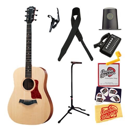 Taylor BBT Big Baby Taylor Dreadnought Acoustic Guitar Bundle with Tuner, Capo, Humidifier, Stand, Leather Strap, Strings, String Winder, Pick Card, and Polishing Cloth
