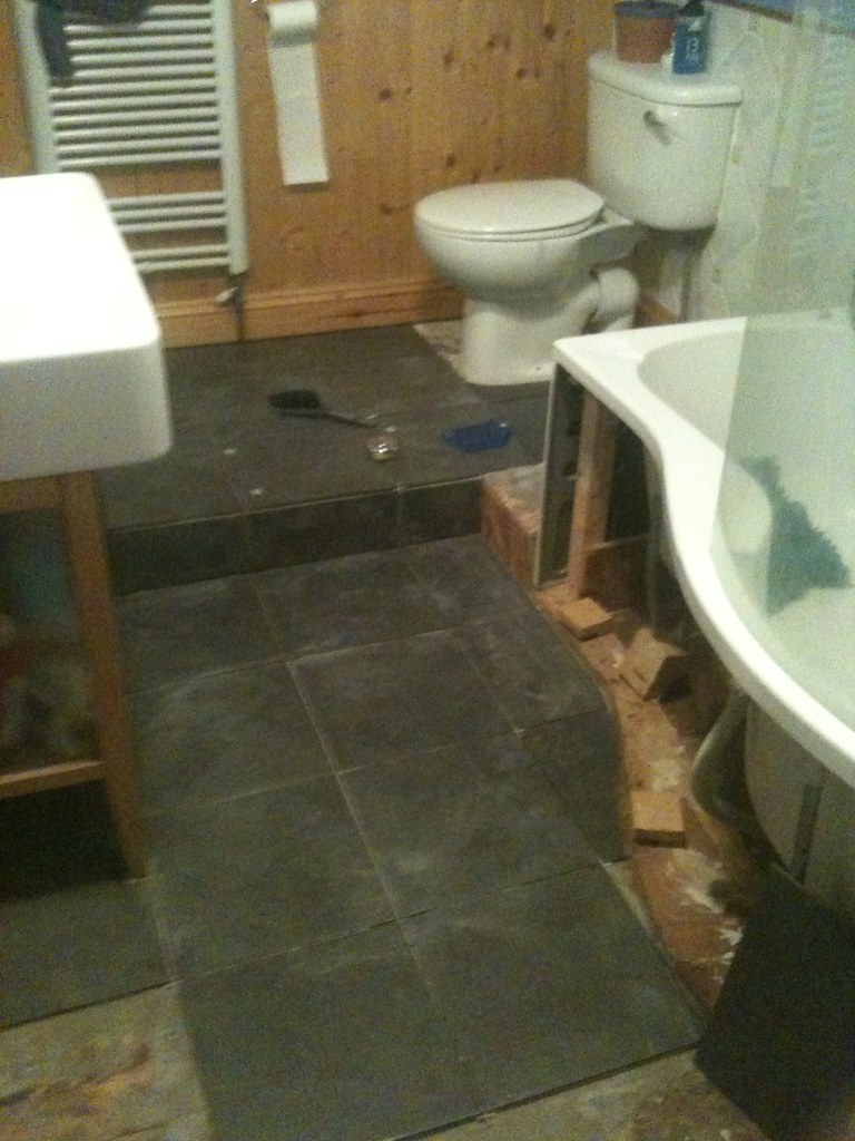 Bathroom floor tiling