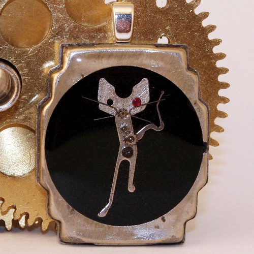 Steampunk Jewelry Cat Pendant
