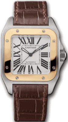 Cartier Men's W20107X7 Santos 100 Leather Strap Watch