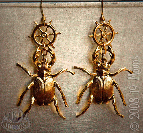 -=: Nautical Steampunk Beetle Earrings :=-