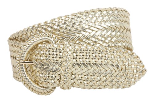 2 Inch Wide Hand Made Soft Metallic Woven Braided Round Belt Color: Gold Size: S/M - 37 END-TO-END