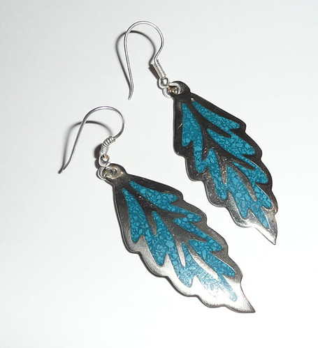 7b ~ mexican silver leaf earrings