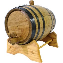 Oak Beverage Dispensing Barrel with Black Steel Bands: 1 Liter - Rum