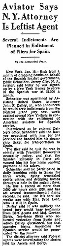 Aviator Says New York Attorney Is Leftist Agent. Several Indictments Are Planned in Enlistment of Fliers for Spain.