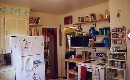 kitchen shelves over stove.