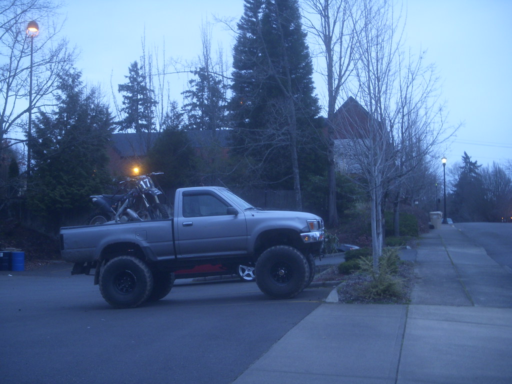 Toyota 4x4 pickup with big MX in back