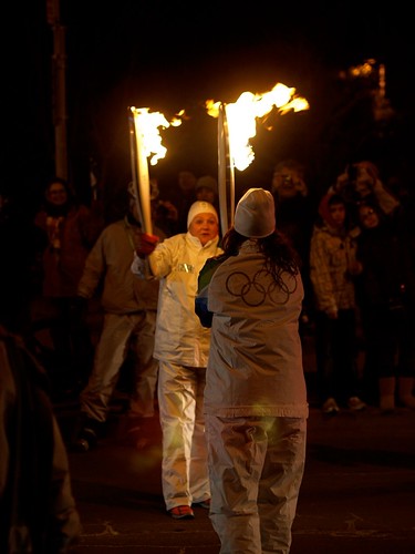 The passing of the Olympic flame in Hamilton Ontario