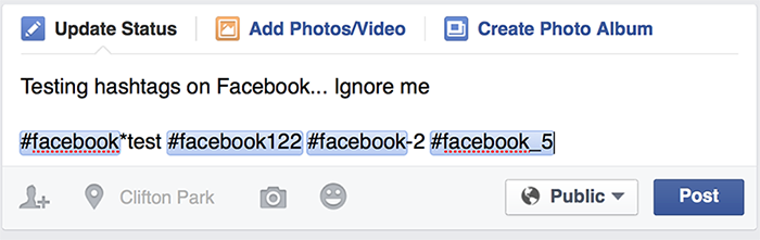 Facebook hashtags