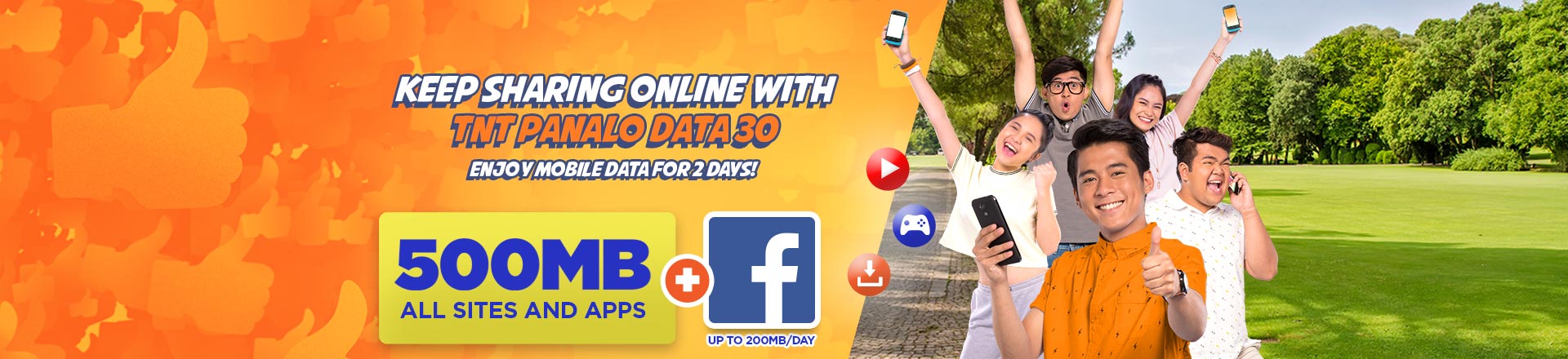 TNT PANALO DATA 30: 500MB of data for all sites and apps - 2 days